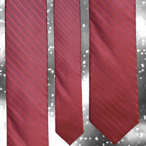 Calvin Klein Luxurious Woven Silk Tie | Traditional Diagonal Striped Red Necktie - Picture 12 of 15
